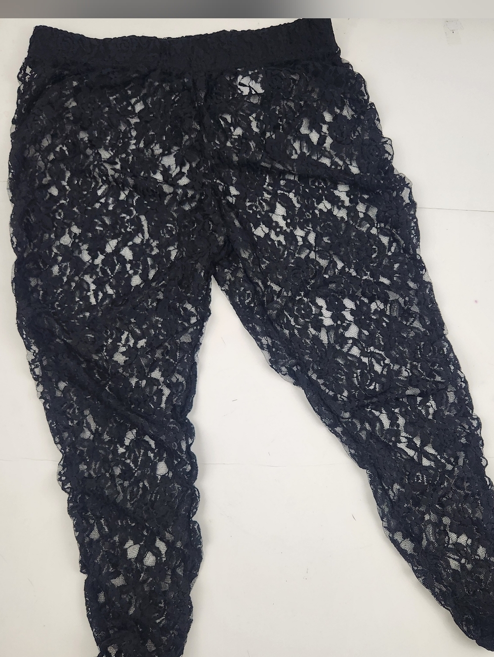 Black Lace Sheer Elastic Waist Pants
